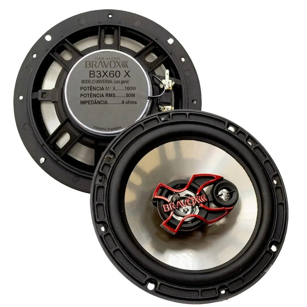 Par Falante Triaxial Bravox B3X60X 6 Polegadas 100W