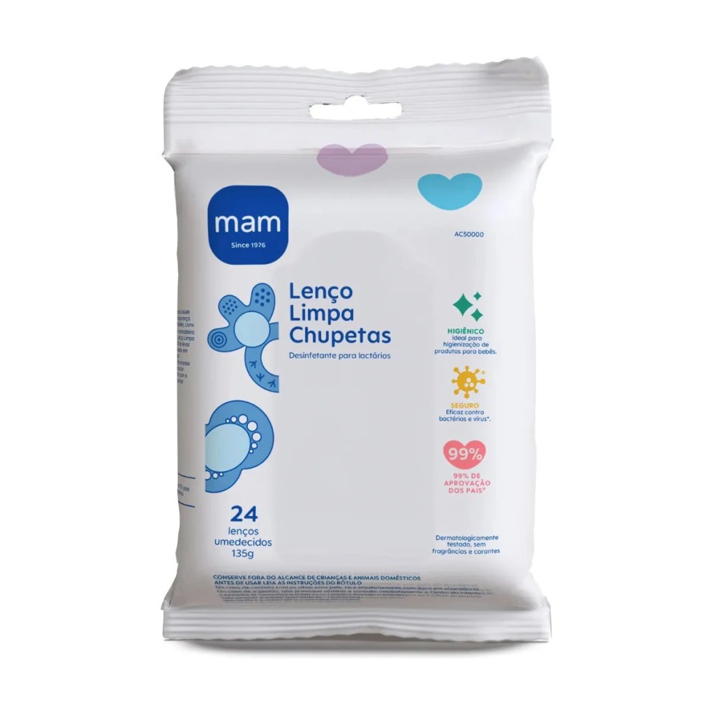 Lenço Umedecido Limpa Chupetas MAM 24 Unidades