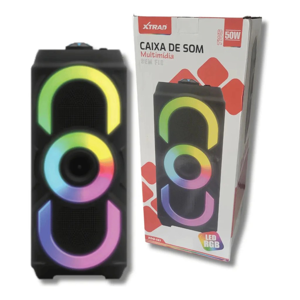 Caixa de Som Multimídia Xtrad XDG-141 Bluetooth 50W LED RGB