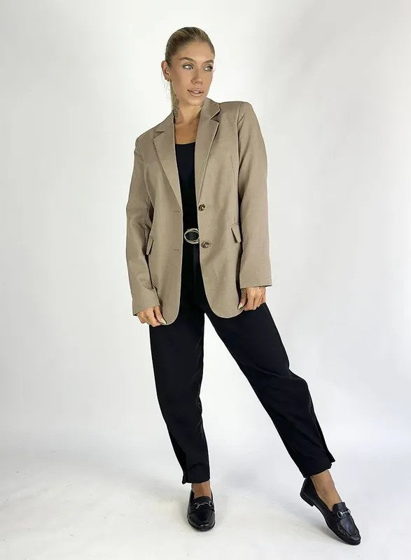 Blazer Feminino Facinelli com Bolso Camel Tam G - foto 2