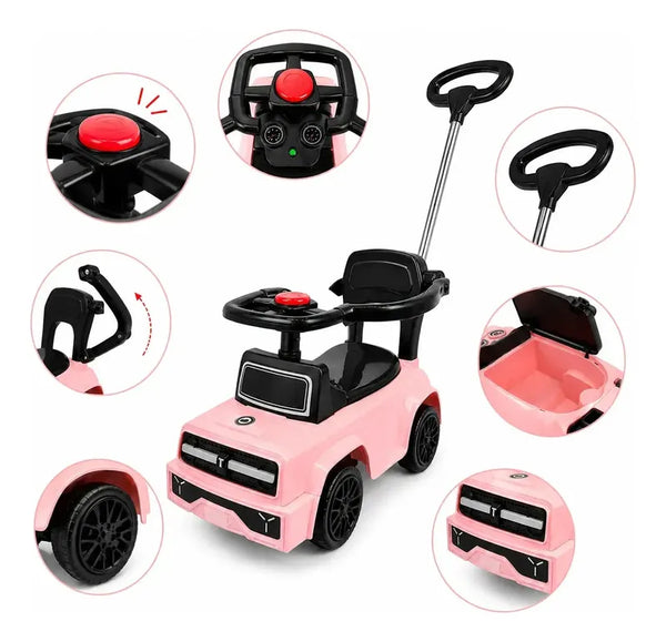 Carrinho de Passeio Infantil com Empurrador Rosa