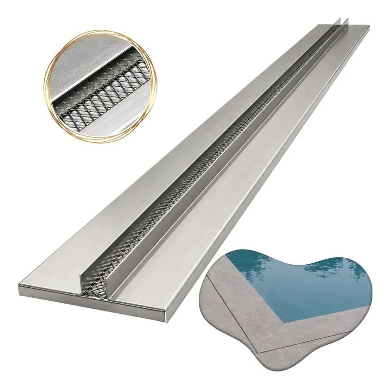 Ralo Linear Infinito 10x100cm Inox 304 para Piscina