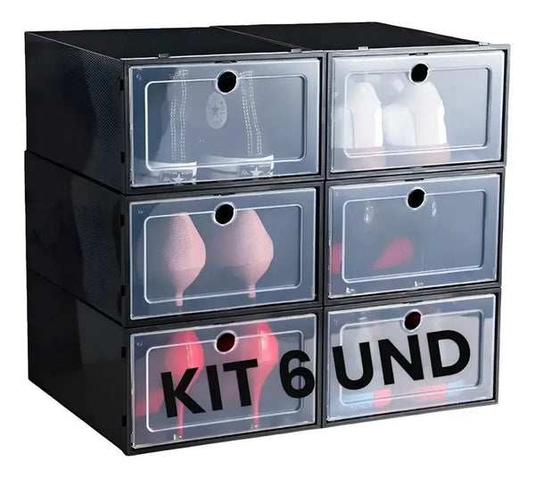 Kit 6 Caixas Organizadoras Transparentes para Sapatos