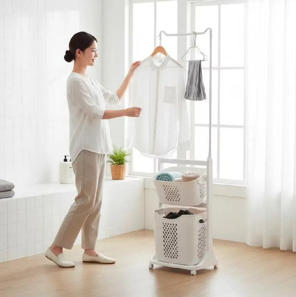 Cesto para Roupas Sujas com Cabides