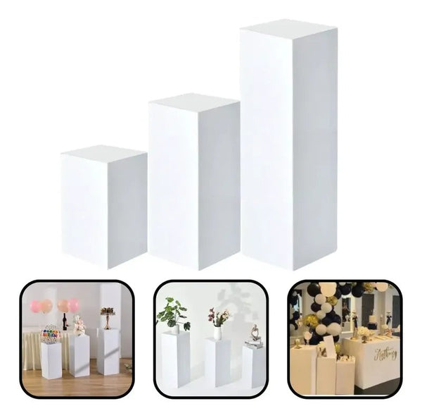 Kit 3 Tablados Expositores Cubos MDF Brancos
