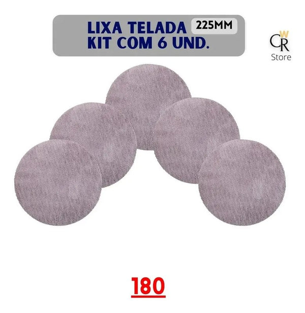 Kit 6 Lixas Disco Abrasivo Telado 225mm