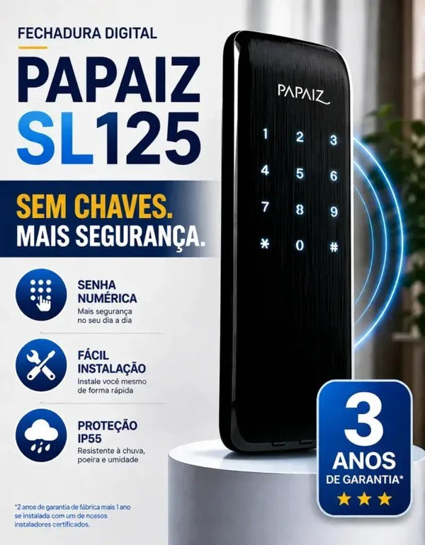 Fechadura Digital Papaiz SL125 Resistente à Maresia