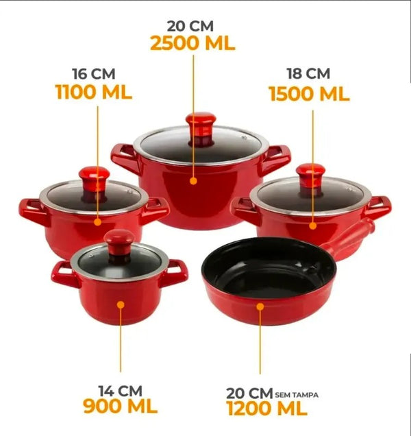 Conjunto de Panelas Ceraflame Duo Smart 5 Peças Pomodoro