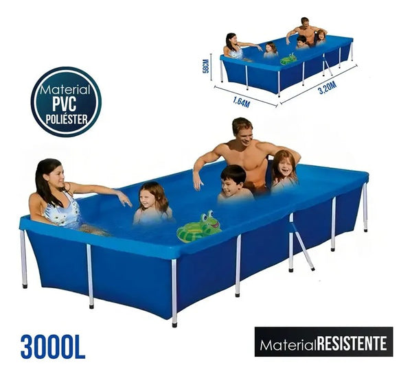 Piscina Retangular 3000 Litros com Estrutura Metálica