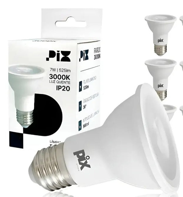 Lâmpada LED PAR20 7W E27 Branco Quente
