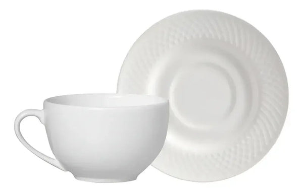 Kit 6 Xícaras de Chá com Pires Alleanza Split White