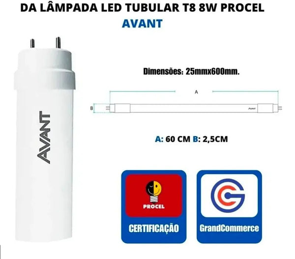 Lâmpada Tubular Avant 8W Neutra 4000K