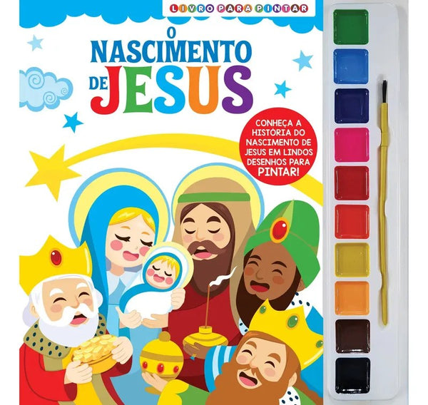 Livro para Pintar O Nascimento de Jesus com Aquarela