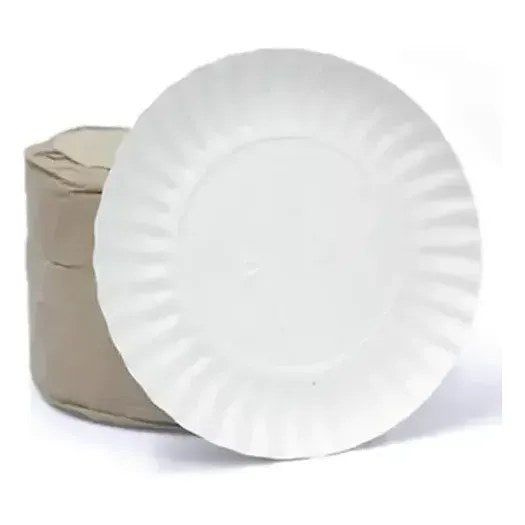 Kit 100 Pratos de Papelão Brancos Nº 7