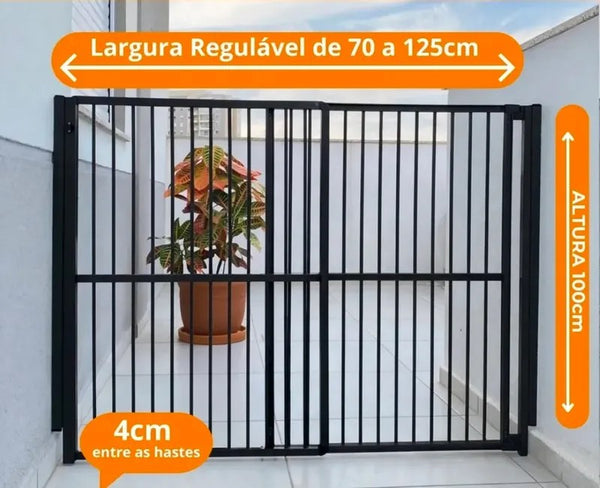 Portão Pet de Correr em Alumínio 100 x 125cm Regulável