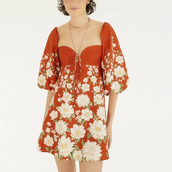 Vestido Farm Azulejaria Vermelho Tam G