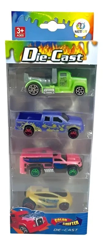Kit 4 Carrinhos Die Cast Hot Cars Sortidos