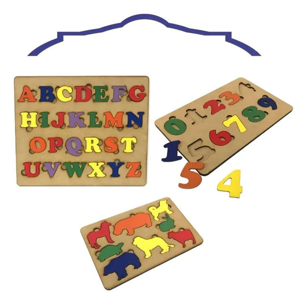 Jogo Educativo Animais ABC e Números Kit 3 Peças
