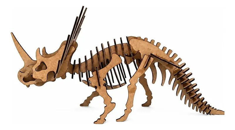 Quebra-Cabeça 3D Dinossauro Tricerátops MDF