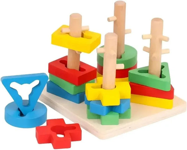Brinquedo Montessori Encaixe de Formas Geométricas 15 Blocos