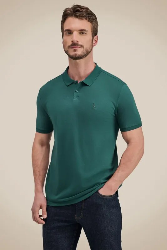 Polo Piquet Pima Reserva Verde-Escuro Tam P