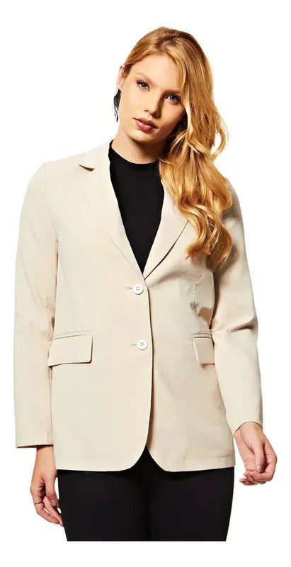 Blazer Feminino Facinelli com Bolso Off White Tam GG