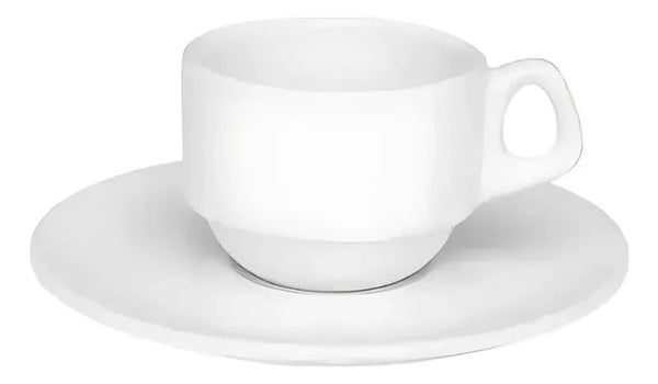 Kit 6 Xícaras de Café 75ml Empilháveis com Pires Oxford