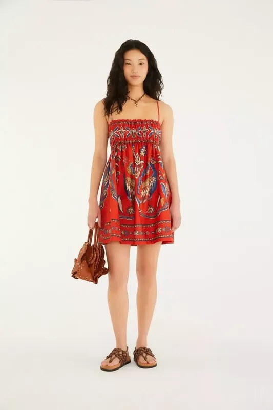 Vestido Curto Farm Sonho de Pavão Tam G