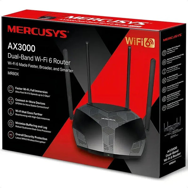 Roteador Mercusys MR80X AX3000 Wi-Fi 6