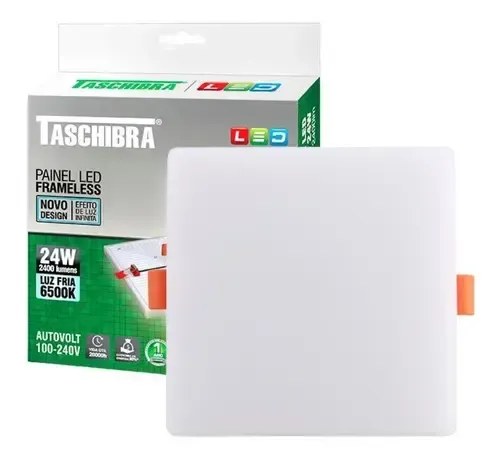 Painel LED Plafon Frameless Quadrado 24W Taschibra