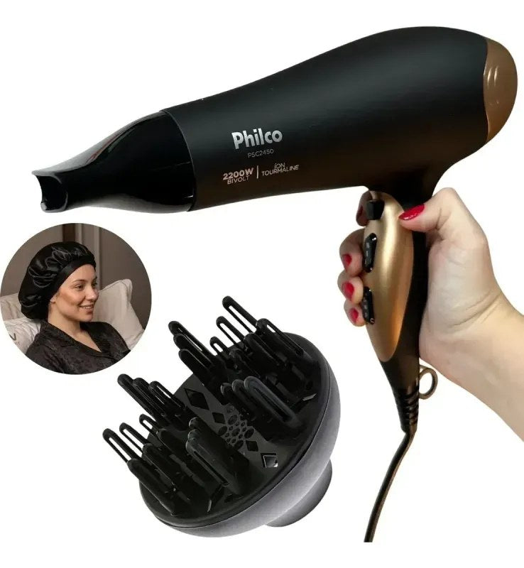 Secador de Cabelos Philco PSC2450 2200W Bivolt com Íons Tourmaline