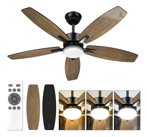 Ventilador de Teto com Luz LED e Controle 5 Pás Bivolt