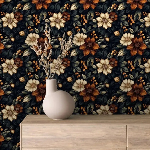 Papel de Parede Floral Cores Fortes 3m x 0,50m