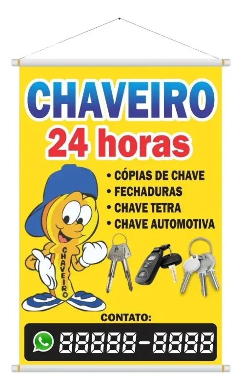 Banner Chaveiro 24 Horas 70x50cm