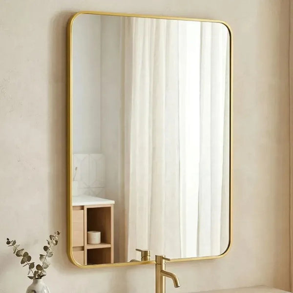 Espelho Retangular 90x70cm para Parede Dourado