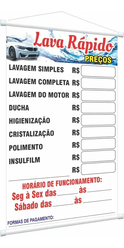 Banner Tabela de Preços Lava-Jato