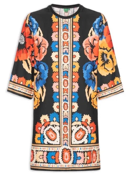 Vestido Curto Farm Antuérpia Lenço Tam M