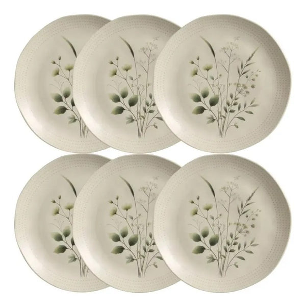 Kit 6 Pratos Rasos Ammi Orgânico Floral 26,5cm