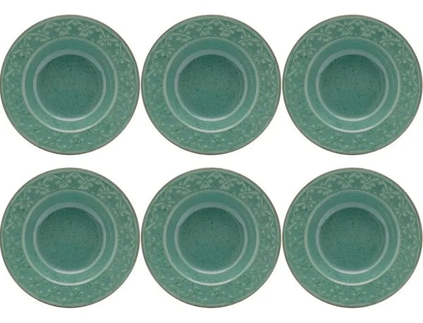 Kit 6 Pratos de Sobremesa Malaquita 20cm