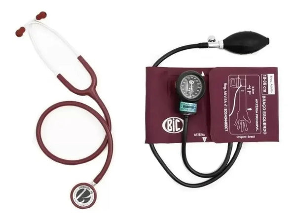 Kit Esfigmomanômetro + Estetoscópio Duplo Bic Vinho