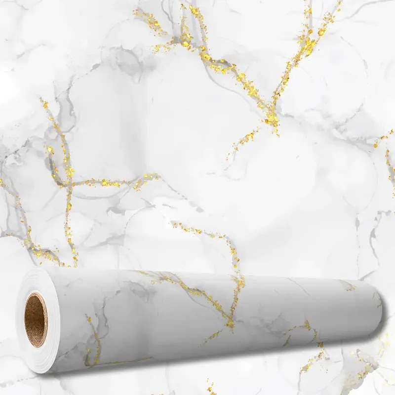 Papel Adesivo Win Paper Branco e Dourado 45cm x 5m