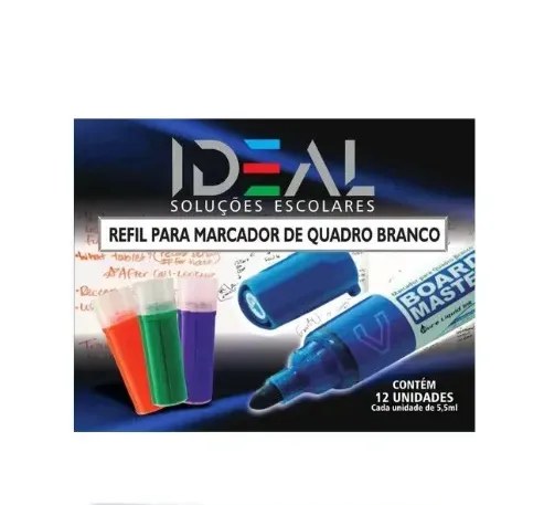 Refil de Tinta para Marcador de Quadro Branco Vermelho 12 Unidades