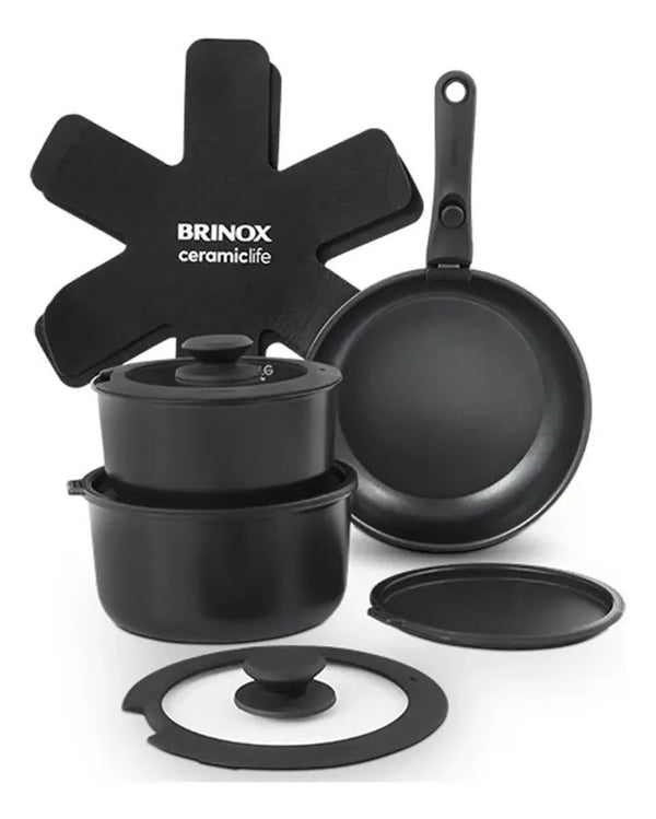Jogo de Panelas Brinox Fit Cerâmico Antiaderente 3 Peças