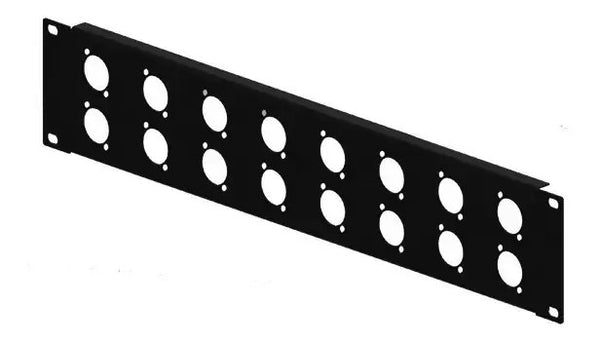 Painel Régua 2U com 16 Conectores XLR para Rack 19"