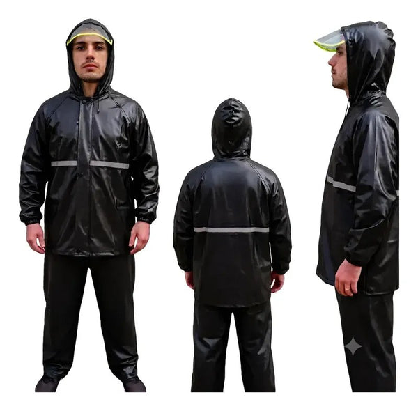 Conjunto Capa de Chuva Impermeável Reforçada para Motoqueiro XXL