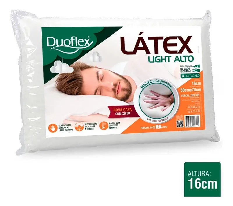 Travesseiro Látex Light Alto Duoflex 50x70cm