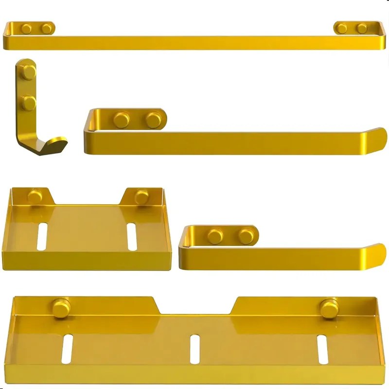 Kit Acessórios para Banheiro 6 Peças Dourado