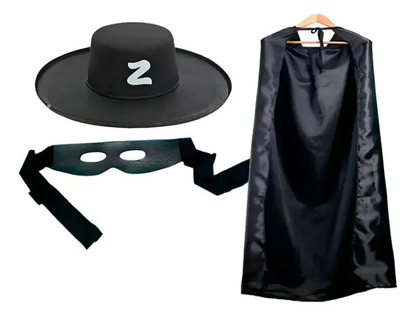 Fantasia Zorro Adulto Capa, Chapéu e Máscara