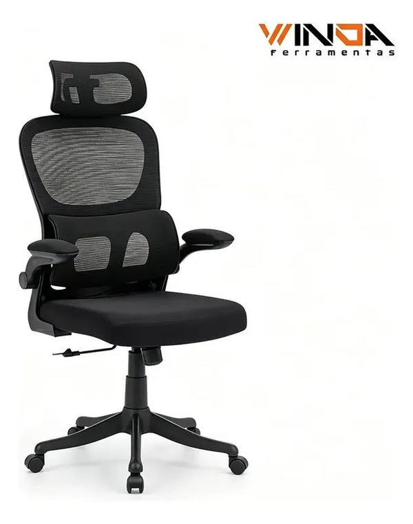 Cadeira de Escritório Ergonômica Executiva em Mesh com Apoio Lombar
