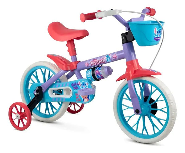 Bicicleta Infantil Aro 12 Nathor Stitch com Rodinhas
